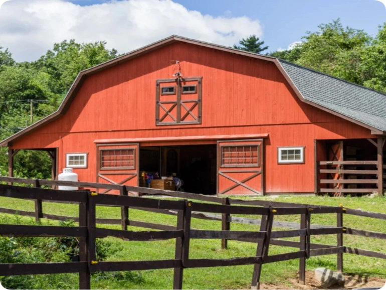 Red farm building